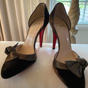 Christian Louboutin Biba Velvet & Crepe Heels Size 38 – Worn Once